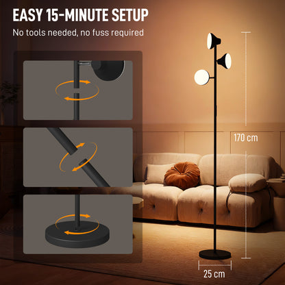 Three-Lamp Multi-Adjustable Floor Light - Black