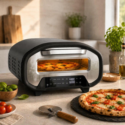 Electric Pizza Oven | 12 Inch | 8 Preset Modes | Ceramic Stone | 2200W | Grey