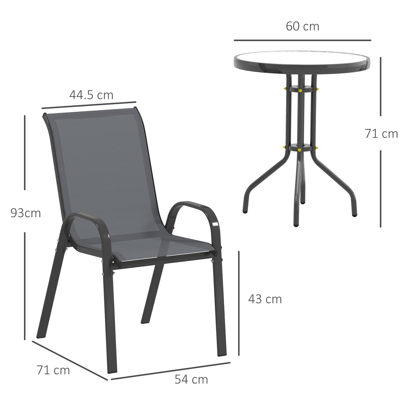 Outsunny Three-Piece Outdoor Garden Furniture Dining Set - Grey