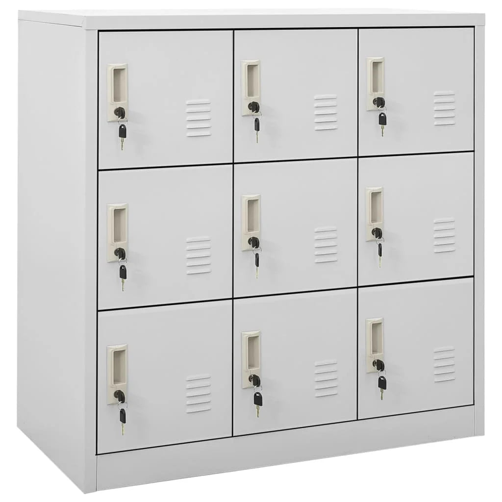Locker Cabinet Organiser And Storage With Locks And Doors For Living Room Office - Light Grey 90x45x92.5 cm Steel