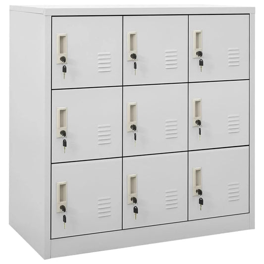 Locker Cabinet Organiser And Storage With Locks And Doors For Living Room Office - Light Grey 90x45x92.5 cm Steel