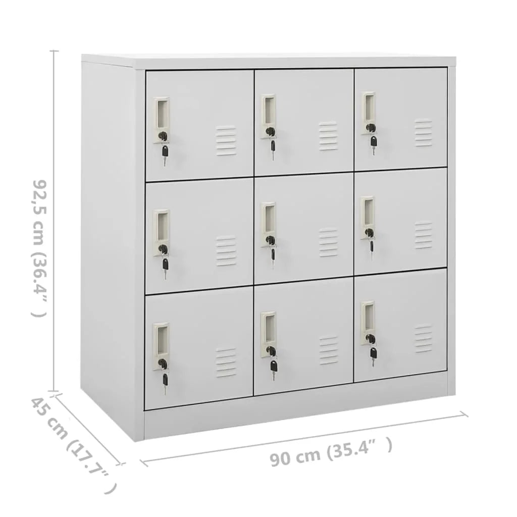 Locker Cabinet Organiser And Storage With Locks And Doors For Living Room Office - Light Grey 90x45x92.5 cm Steel