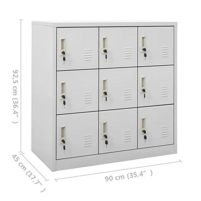 Locker Cabinet Organiser And Storage With Locks And Doors For Living Room Office - Light Grey 90x45x92.5 cm Steel