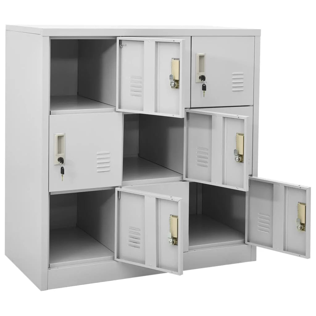 Locker Cabinet Organiser And Storage With Locks And Doors For Living Room Office - Light Grey 90x45x92.5 cm Steel
