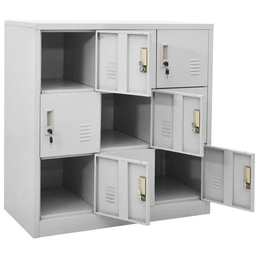 Locker Cabinet Organiser And Storage With Locks And Doors For Living Room Office - Light Grey 90x45x92.5 cm Steel