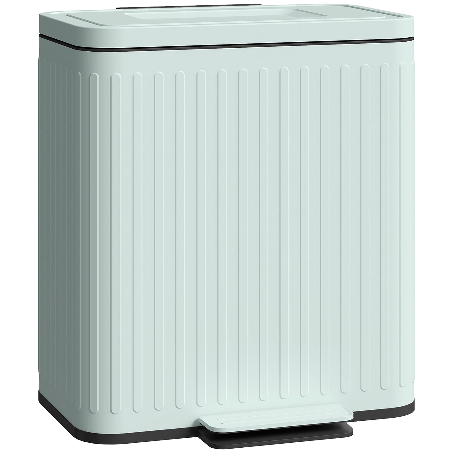 40L 2 x 20 Litre Dual Compartment Rubbish Bin, with Soft-Close Lid - Green