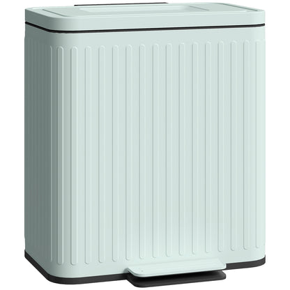 40L 2 x 20 Litre Dual Compartment Rubbish Bin, with Soft-Close Lid - Green