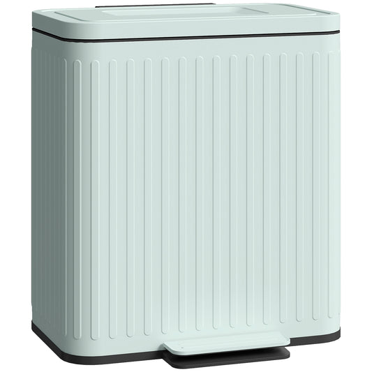 40L 2 x 20 Litre Dual Compartment Rubbish Bin, with Soft-Close Lid - Green