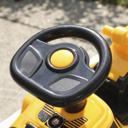 AIYAPLAY Kids Ride-On Road Roller | Foot-Powered Construction Toy | Liftable Front Drum | Horn & Under-Seat Storage | Yellow & Black | Ages 1–4