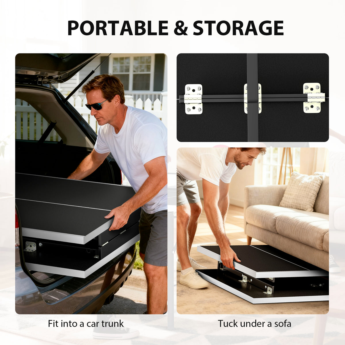 SPORTNOW 5ft Mid-Size Table Tennis Table | Black | 152x76x70cm | Folds to 76x76x12cm | E1 MDF Top | Steel Frame | Removable Net 78x12cm | Safety Locks | 2 Paddles & 3 Balls Included
