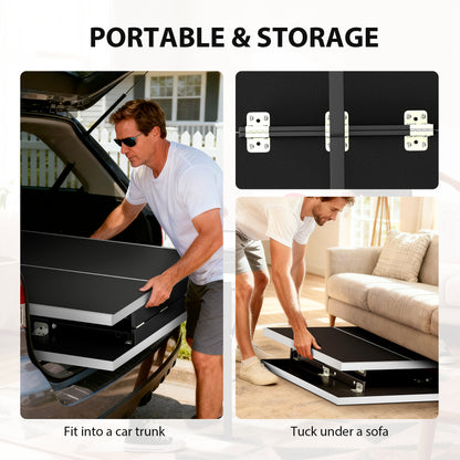 SPORTNOW 5ft Mid-Size Table Tennis Table | Black | 152x76x70cm | Folds to 76x76x12cm | E1 MDF Top | Steel Frame | Removable Net 78x12cm | Safety Locks | 2 Paddles & 3 Balls Included