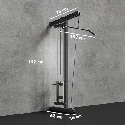 SPORTNOW Wall Mounted Lat Pull Down Machine, Crossover Cable Machine with High & Low Pulleys for Home Gym Full Body Workout