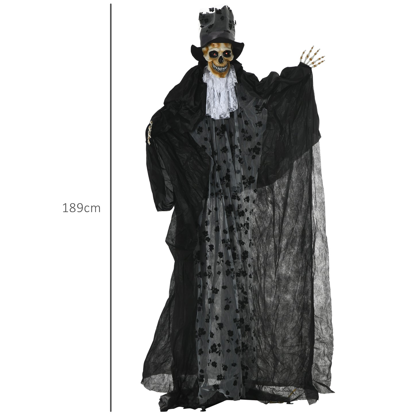 189cm Life Size Outdoor Halloween Decorations Ghost Bridegroom, Animated Prop Animatronic Decor with Sound and Motion Activated, Light Up Eyes, Howling Sound