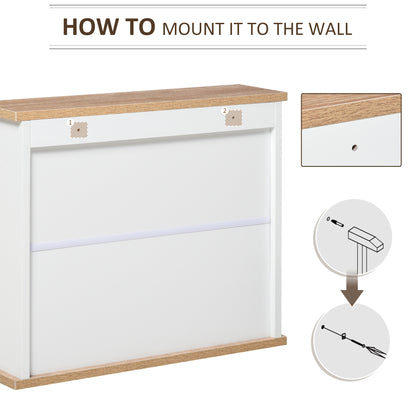 Kleankin Bathroom Furniture Set, Mirror Cabinet Wall Mounted W/ Adjustable Shelf, Sink Cabinet with Storage, White and Wood Grain