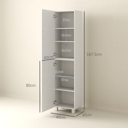 Tall Bathroom Cabinet, Freestanding Bathroom Cabinet with Adjustable Shelves and Double Doors