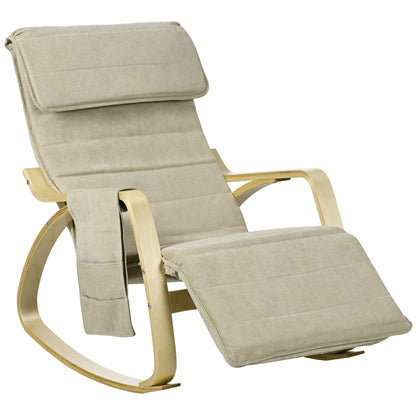 Rocking Lounge Chair Recliner Relaxation Lounging Relaxing Seat with Adjustable Footrest, Side Pocket and Pillow