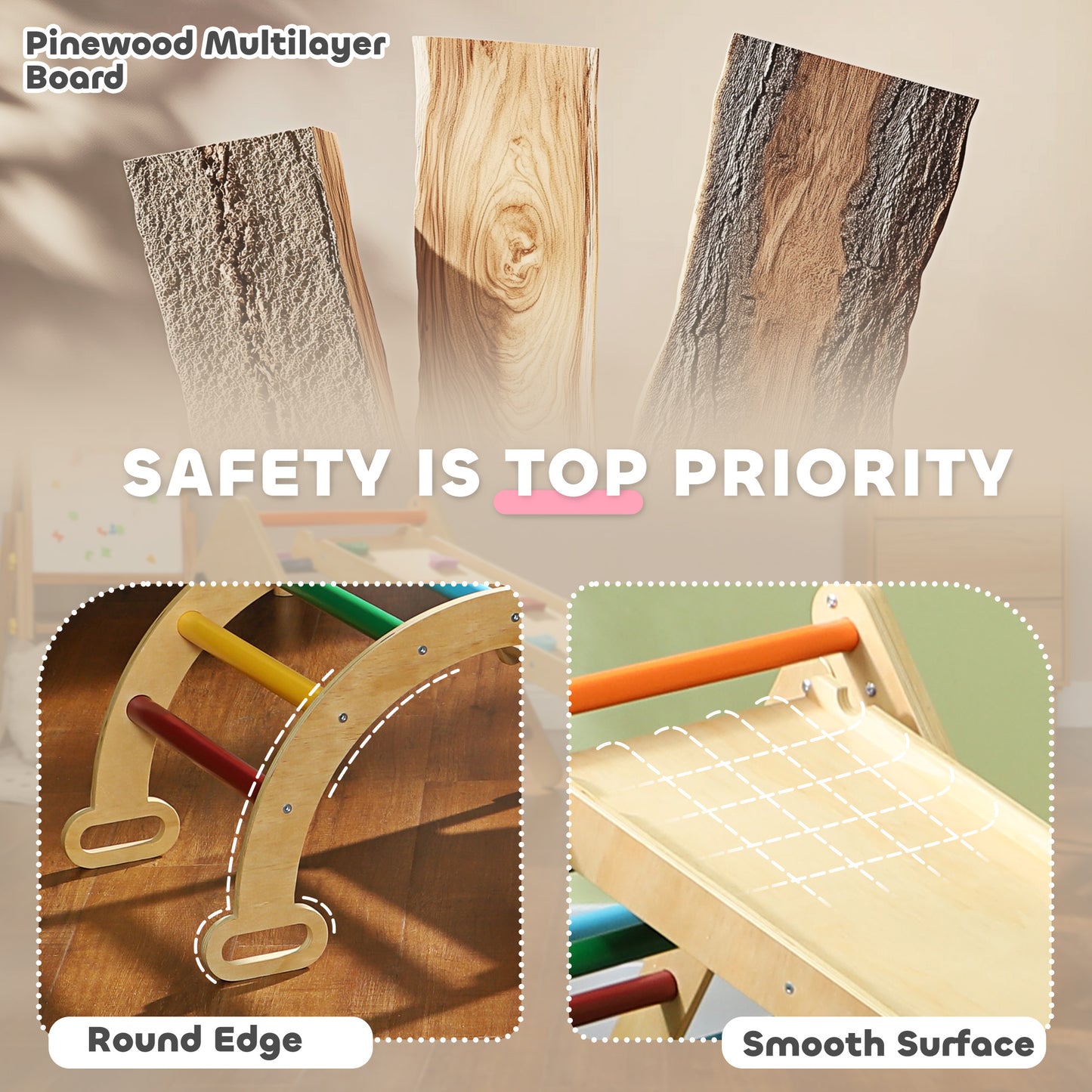 AIYAPLAY 5 in 1 Toddler Climbing Frame with Ramp, Arch, for 18-48 Months, Multicolour