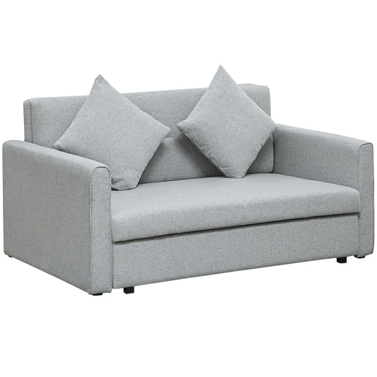 2 Seater Sofa Bed, Convertible Bed Settee, Modern Fabric Loveseat Sofa Couch with 2 Cushions, Hidden Storage for Living Room, Guest Room