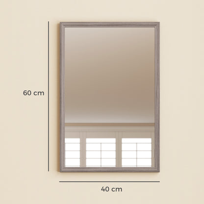 Rectangle Wall Mirror | Grey Wood Effect Frame | 40 x 60 cm