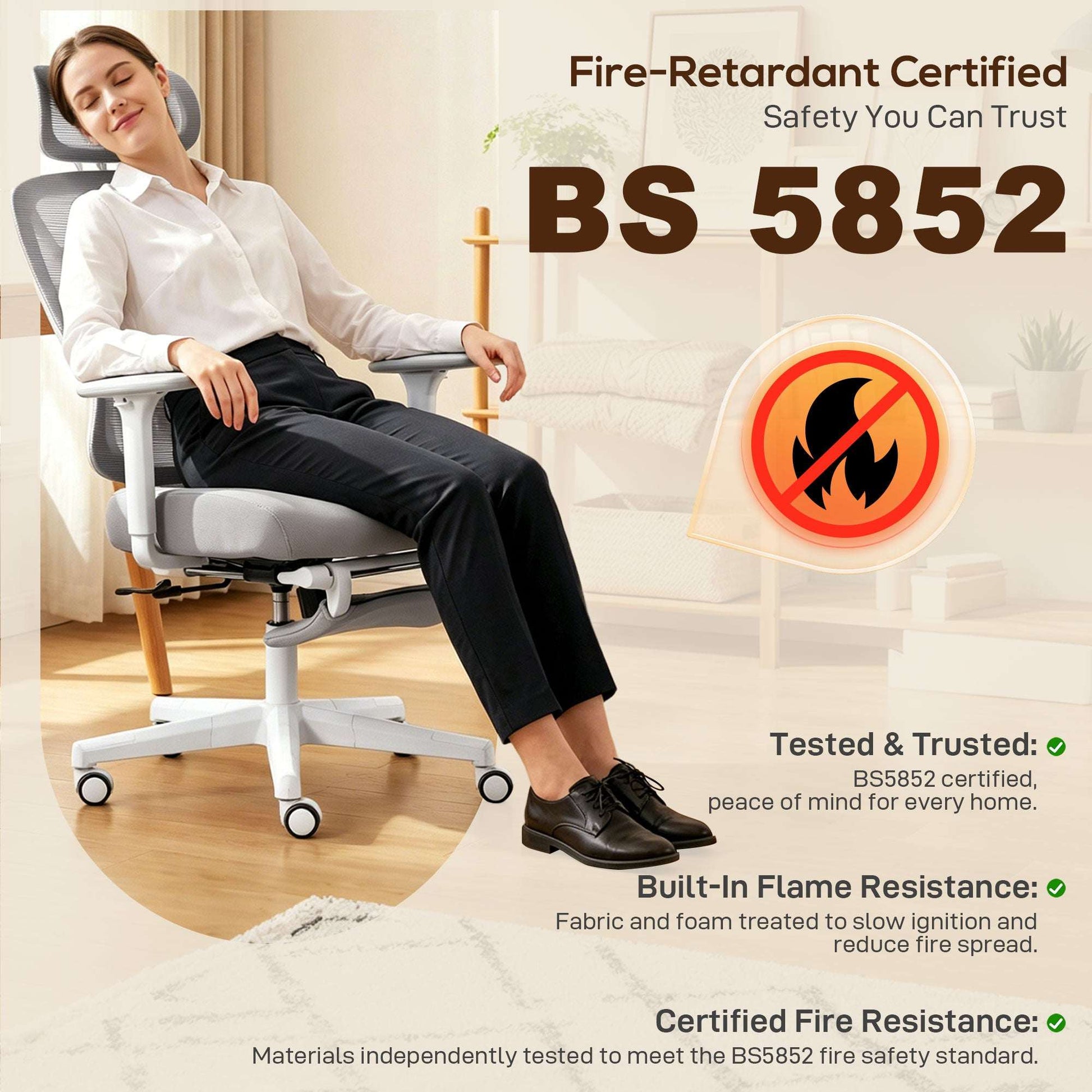 Ergonomic Office Chair | Adjustable Headrest | 3D Armrests | Lumbar Support | 135° Recline | Footrest | Breathable Mesh | 135kg | Grey