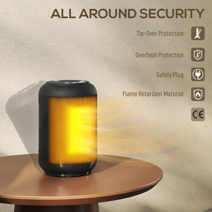 1500W Ceramic Electric Heater with Fan, Timer, Oscillation - Black