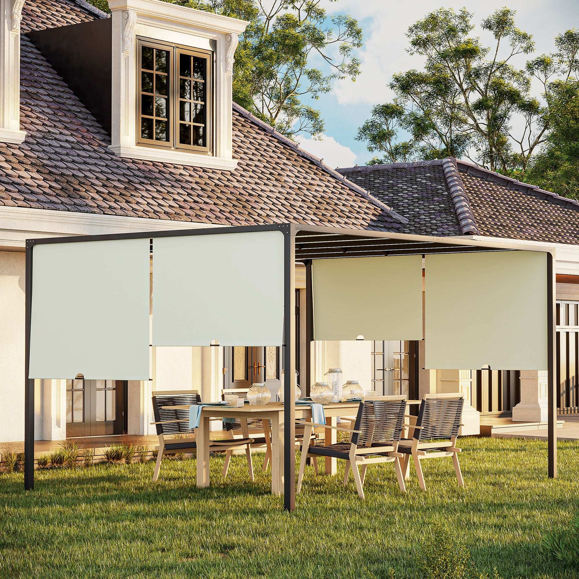 Outsunny 3 x 4m Outdoor Garden Pergola - Cream White