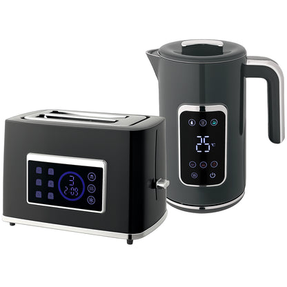Touch Screen Kettle and Toaster Set - Cream / Grey / Black