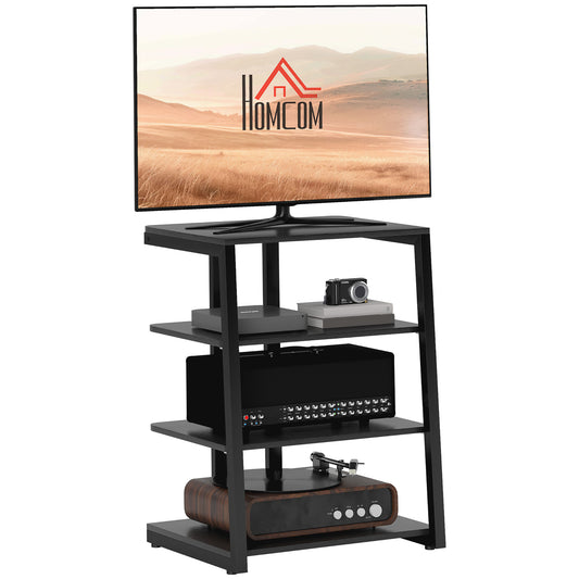 TV Stand Cabinet for 28 Inch TVs, Corner TV Unit with Open Adjustable Shelves and Extension Lead Holder, Entertainment Unit for Living Room, Black