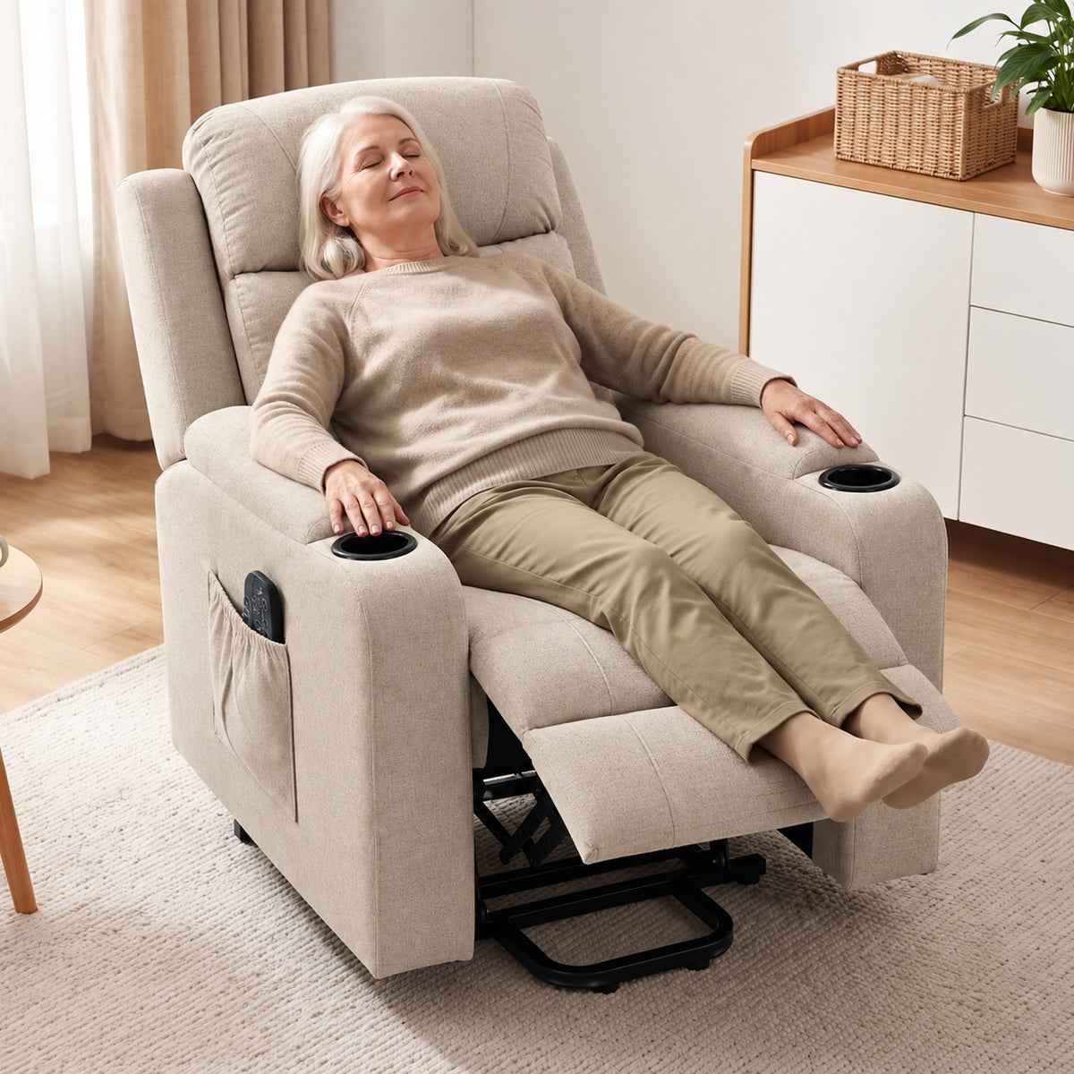 Electric Riser Recliner Chair | 45° Lift, 150° Recline, Massage & Lumbar Heat | USB-A/USB-C, Cup Holders | Beige, Brown or Grey