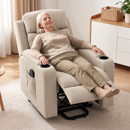 Electric Riser Recliner Chair | 45° Lift, 150° Recline, Massage & Lumbar Heat | USB-A/USB-C, Cup Holders | Beige, Brown or Grey