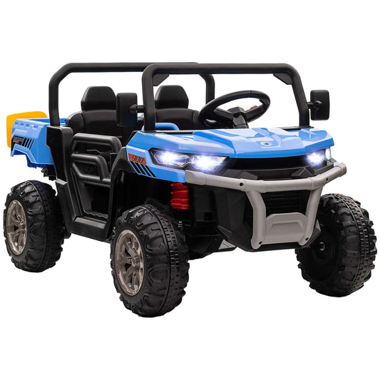 12V Two-Seater Kids Electric Ride-On Car, with Electric Bucket, Remote Control - Blue