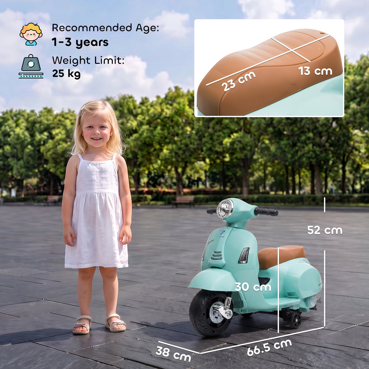 Kids Electric Ride-On Motorcycle | 6V Battery Powered | Green & Pink | 18-36 Months | 3 km/h
