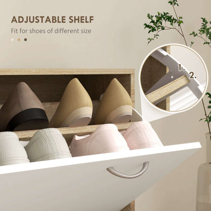 Three-in-One Hallway Storage Set - Natural Wood Finish/White