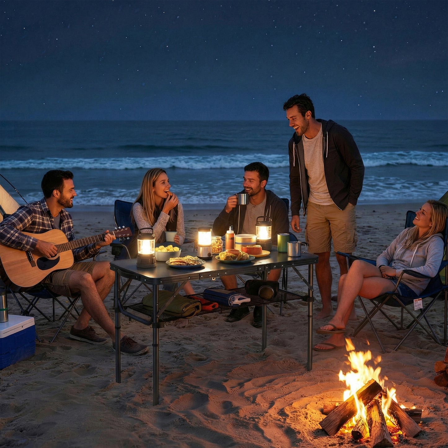 3ft Folding Camping Picnic Table | Tri-Fold | 90x40cm | Water Repellent MDF Top | Mesh Storage Layer | Carry Bag | 35kg | Black