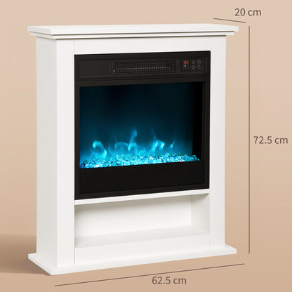 1800W Adjustable Faux Flame Electric Fireplace - White