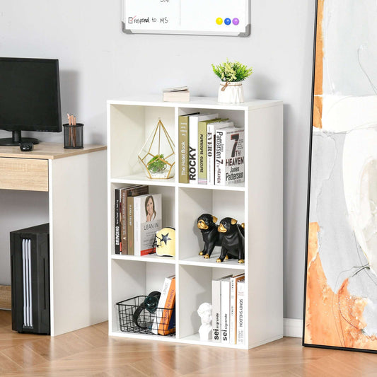 Freestanding Six-Cube Bookcase - Wood Effect