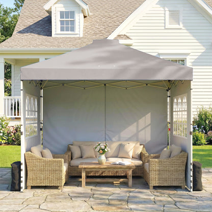 3x3m Pop-Up Canopy Gazebo | UPF50+ Waterproof 210D Oxford Fabric | 3 Detachable Sidewalls | 2 Church Windows | 2 Top Vents & 8 Drainage Holes | 3-Height Steel Frame to 285cm | 4 Guy Ropes & 12 Stakes | Wheeled Carry Bag | Grey