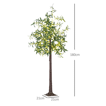 6ft Olive Tree Light with 300 Warm White LED Lights, Artificial Tree for Indoor, Party, Wedding, Christmas, Home Decoration, Green