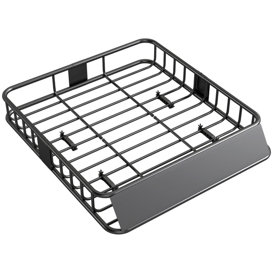Universal Roof Rack Basket Tray, 90.7 kg Steel Car Rooftop Luggage Cargo Carrier Holder with Wind Fairing, Side Rails for SUVs, Pickups, Sedans, Off-Road Vehicles