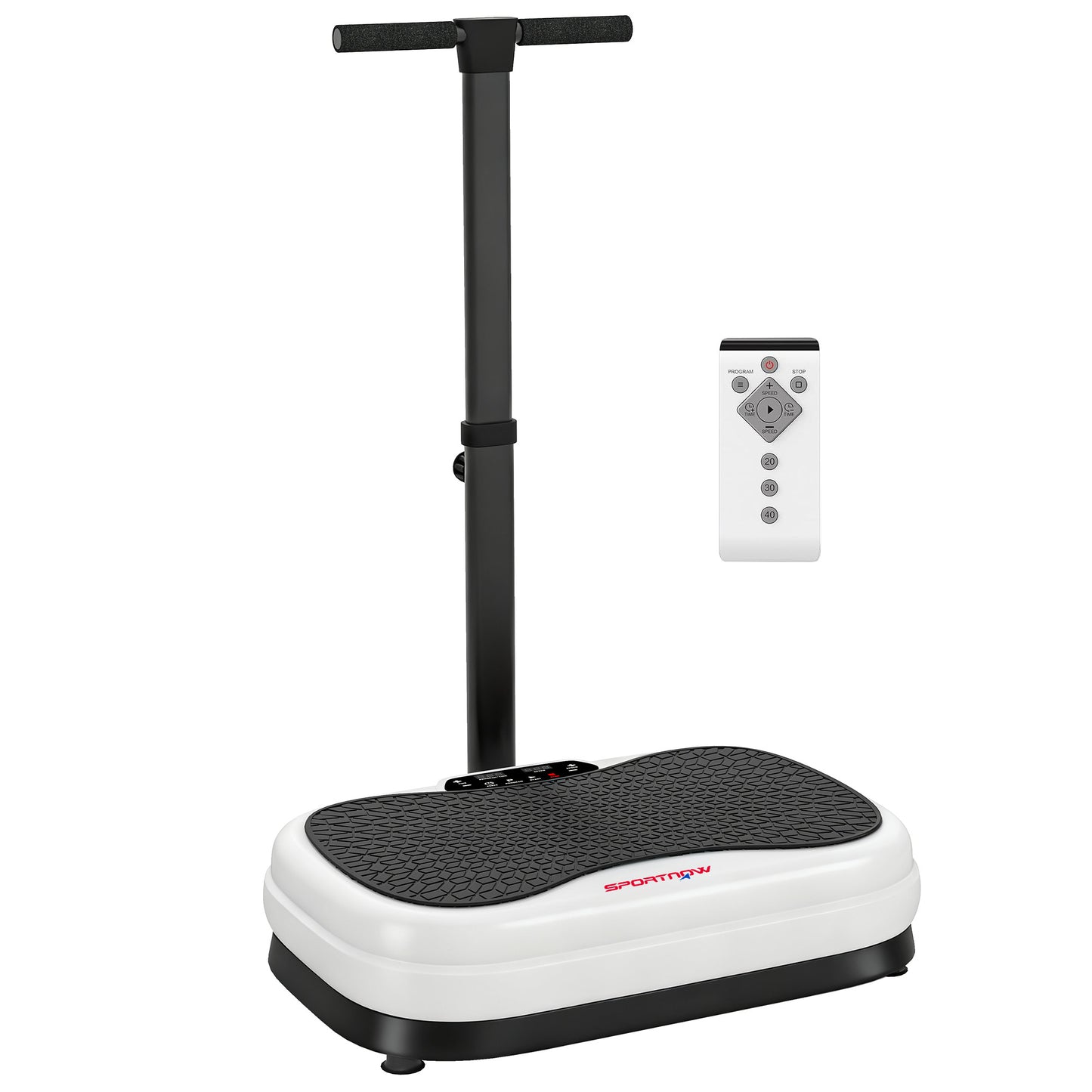 SPORTNOW Vibration Plate Exercise Machine, Quiet Vibrating Plate for Weight Loss and Lymphatic Drainage with Adjustable & Removable Handle, Remote Control, Auto or Manual Speeds
