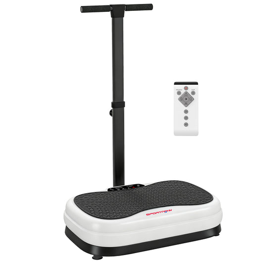 SPORTNOW Vibration Plate Exercise Machine, Quiet Vibrating Plate for Weight Loss and Lymphatic Drainage with Adjustable & Removable Handle, Remote Control, Auto or Manual Speeds