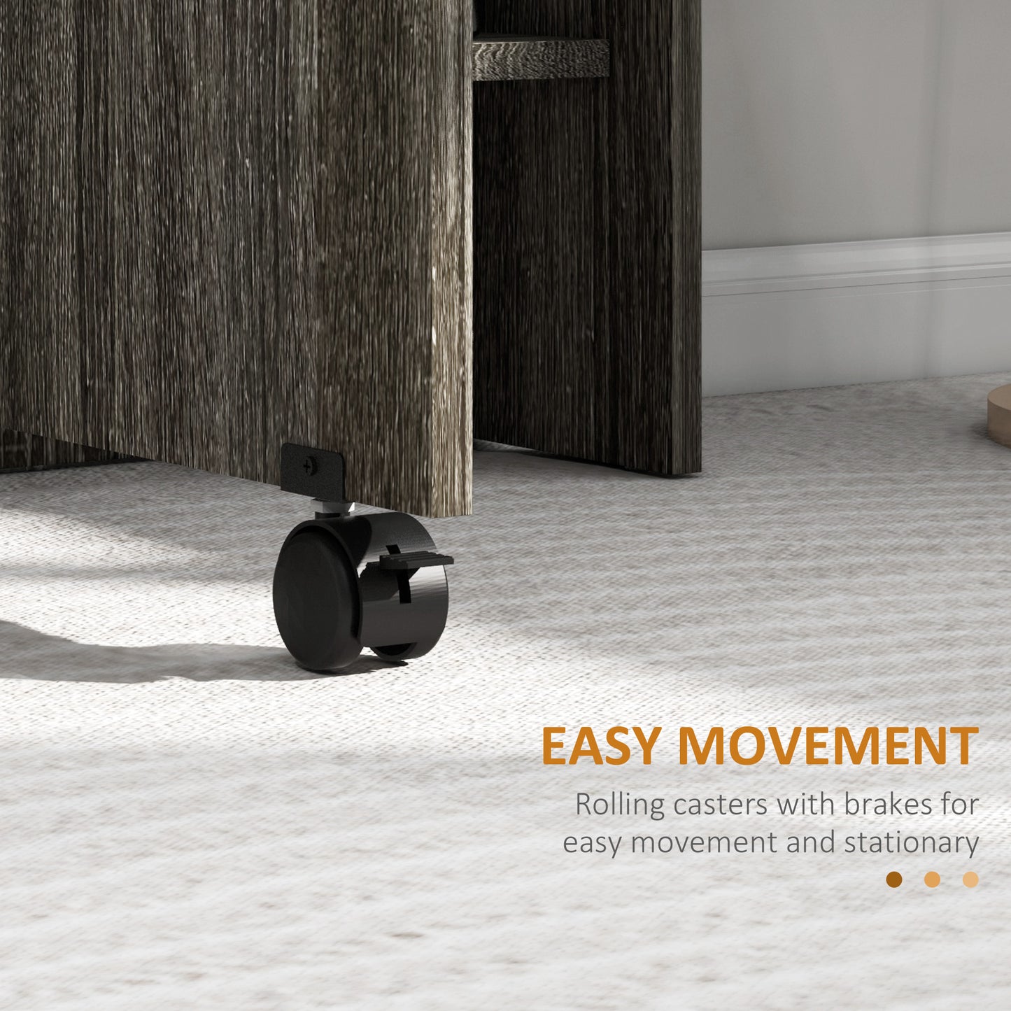 Retro Style Folding Dining Table, Drop Leaf Table for Small Spaces with 2-tier Shelves, Small Kitchen Table with Rolling Casters, Grey