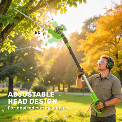 Outsunny 2.6m Corded Extendable Hedge Trimmer with 90° Adjustable Head, 450W Telescopic Electric Hedge Cutter Long Reach