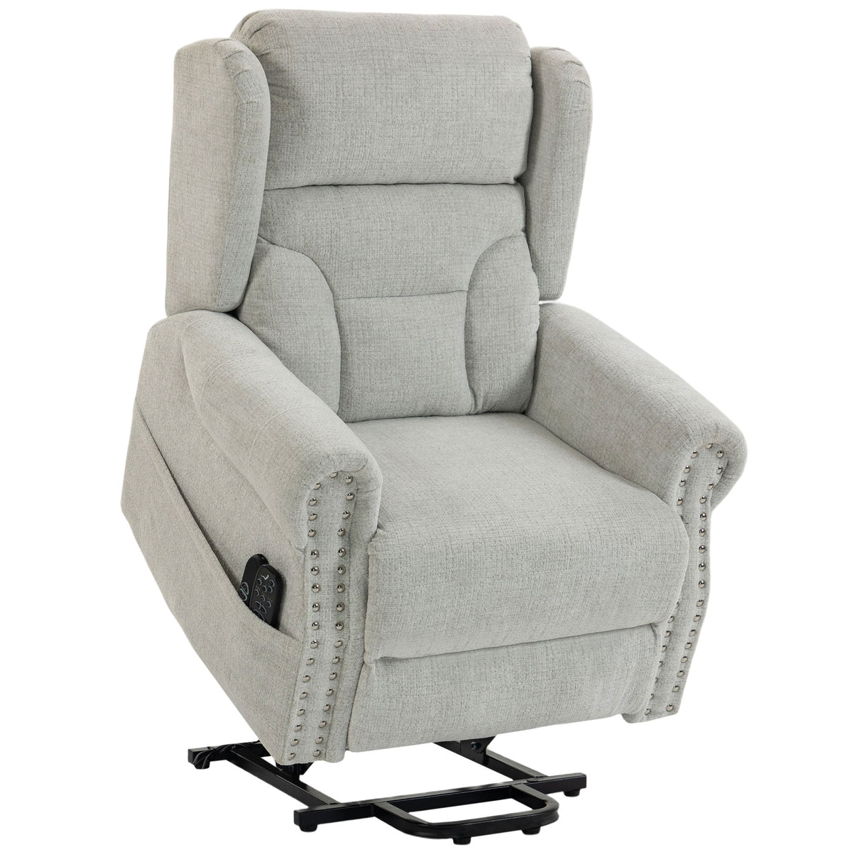 Power Lift Riser Recliner Chair with 8-Point Massage & Lumbar Heat | 45° Lift 150° Recline | Chenille Upholstery | USB Charging | 35cm Wall Clearance | 120kg Capacity | Light Grey | 89x94x107cm