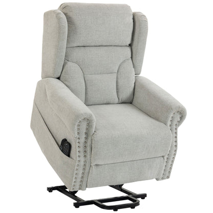 Power Lift Riser Recliner Chair with 8-Point Massage & Lumbar Heat | 45° Lift 150° Recline | Chenille Upholstery | USB Charging | 35cm Wall Clearance | 120kg Capacity | Light Grey | 89x94x107cm
