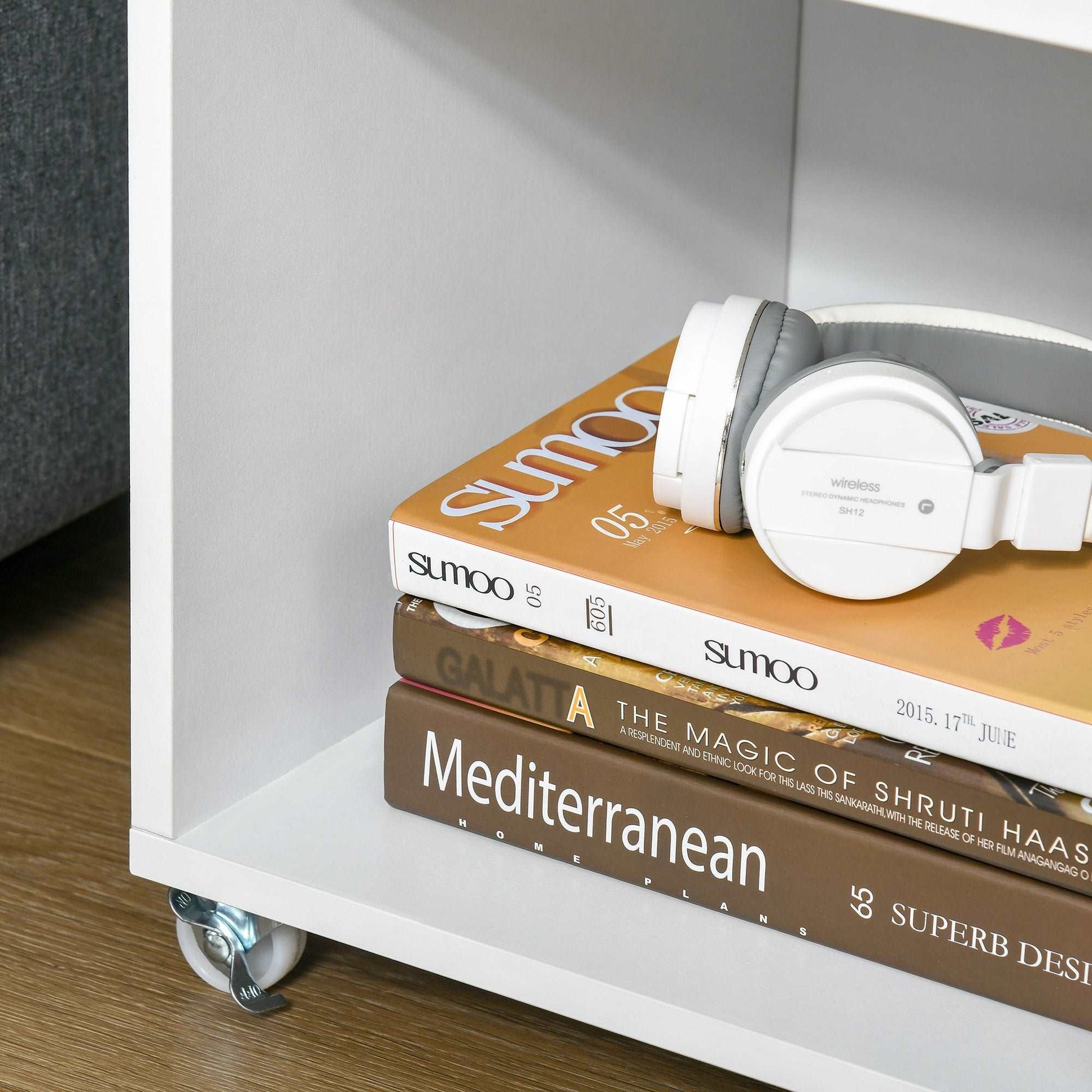 Industrial Bedside Table, Rolling End Side Table, Mobile Storage Cabinet With Adjustable Shelf, Wheels & Metal Door for Bedroom, Living Room