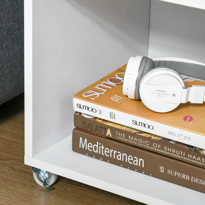 Industrial Bedside Table, Rolling End Side Table, Mobile Storage Cabinet With Adjustable Shelf, Wheels & Metal Door for Bedroom, Living Room