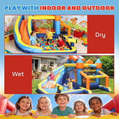 AIYAPLAY Bouncy Castle for Kids, Inflatable Bounce House with Slide, Pool (Ball Pit), Climbing Wall and Blower for Outdoor