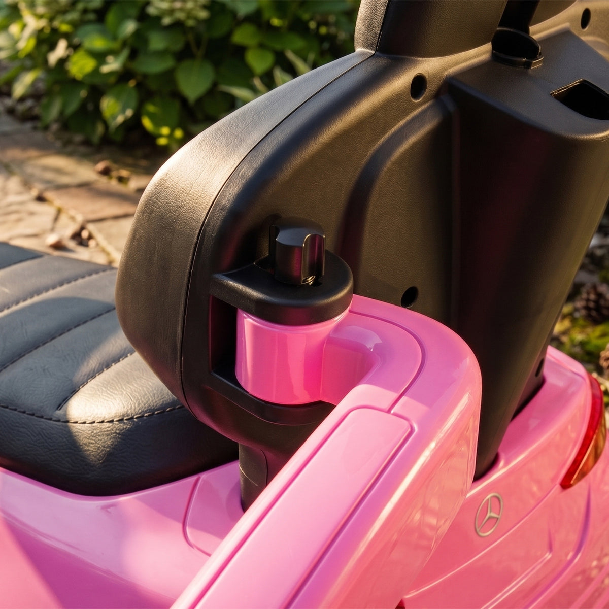 Mercedes Licensed 3-in-1 Kids Ride-On Push Car | Canopy | Guardrails | Steering Wheel Horn & Music | Under-Seat Storage | PP & Steel | 25kg | Ages 12-36 Months | 83x40x90cm | Pink / White / Black
