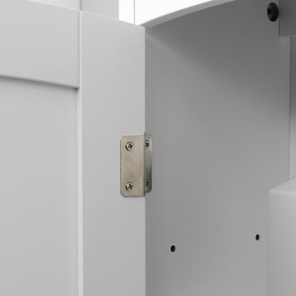 Kleankin Bathroom Cabinet Wall Mounted, Modern Bathroom Wall Cabinet with Arched Door and Adjustable Shelf, Bathroom Storage Cabinet, Light Grey and White